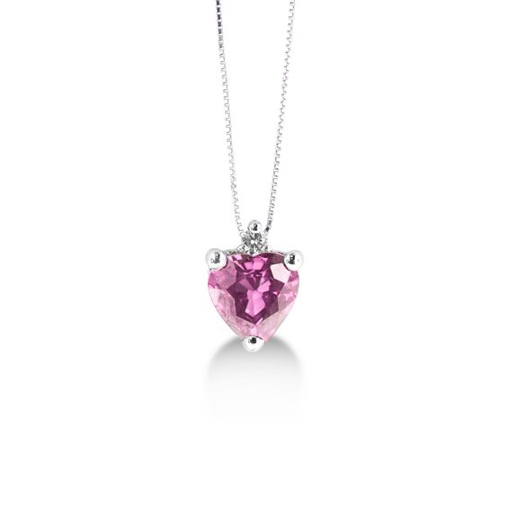 Collana Lux Gioielli Donna in Oro bianco Zaffiro rosa 0.50 Ct CLLK3493ZP;050;9B - CLLK3493ZP;050;9B